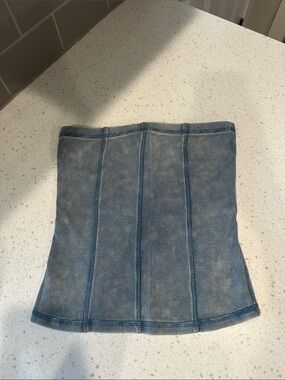 Madewell Light Blue Ribbed Mini Skirt